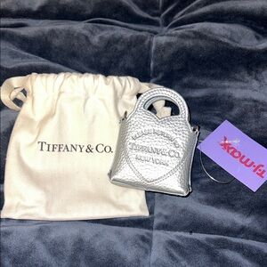 Tiffany & Co. Silver Textured Leather Micro Bag Charm
